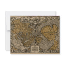 1531 Oronce Fine Antique World Map Personalized Invitation