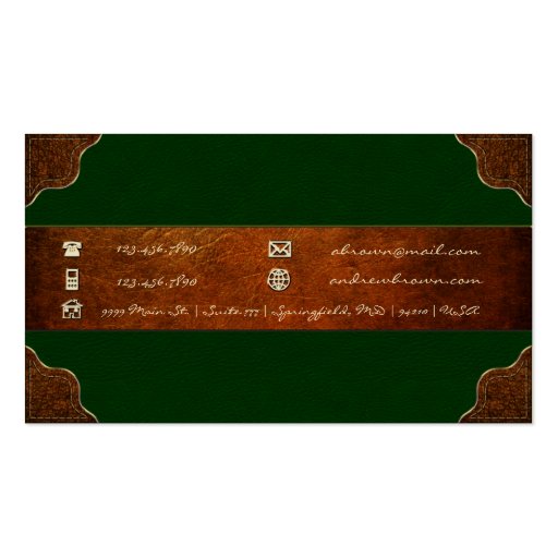 [154] AA Monogram [Brass+Leather] Business Card Templates (back side)