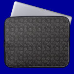 154 BLACK BACKGROUND WHITE SWIRLS DIGITAL PATTERN laptop sleeves