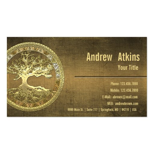 [154] Celtic Tree of Life [Gold] Business Card (back side)