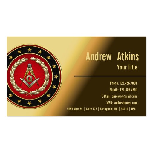 [154] Masonic Square and Compasses [3rd Degree] Business Card (back side)