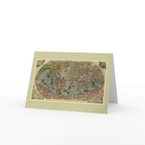 1565 Ferando Berteli Antique World Map Greeting Cards