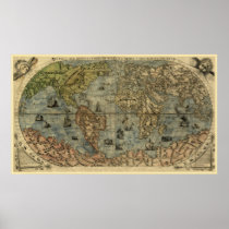 1565 Ferando Berteli Antique World Map Posters