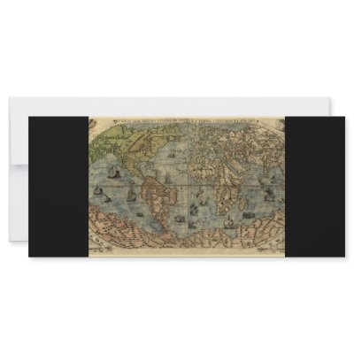 1565 Ferando Berteli Antique World Map Rack Card by ZephyrusBooks