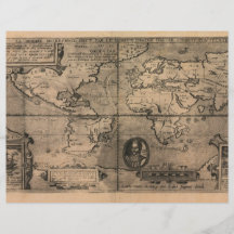 1581 Antique World Map by Nicola van Sype Flyer Design