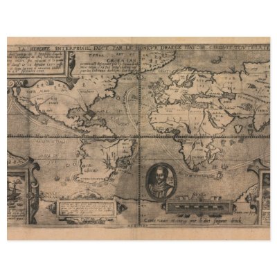 1581 Nicola van Sype Antique World Map Flyer Design by ZephyrusBooks