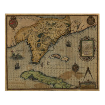 1591 Florida and Cuba Map posters