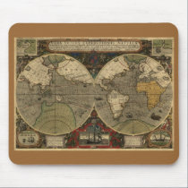 1595 Hondius Map Mousepad by HANDPRINTS 1595 Hondius Map Mousepad