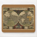 1595 Hondius Map Mousepad by HANDPRINTS 1595 Hondius Map Mousepad