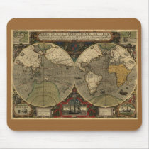 1595 Hondius Map Mousepad by HANDPRINTS 1595 Hondius Map Mousepad
