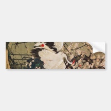 15. 梅花群鶴図, 若冲 Plum Blossoms & Cranes, Jakuchū Bumper Sticker