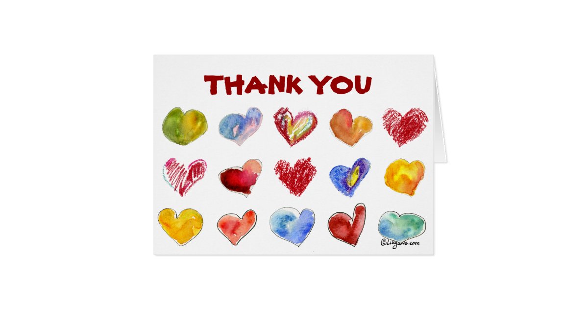 15 Love Hearts Thank You Card Zazzle