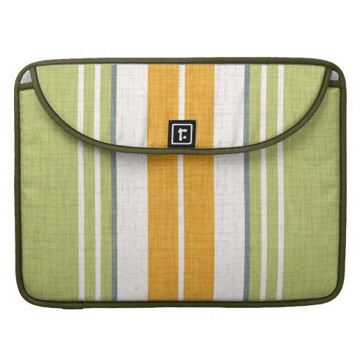 15" MacBook Sleeve - Green & Gold Racing Stripes Sleeve For MacBook Pro