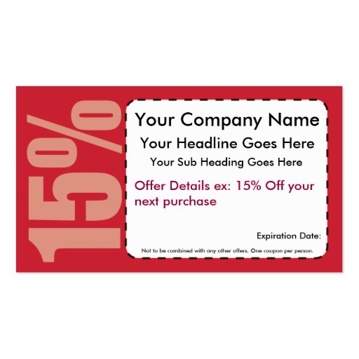 15%  Off Coupon Business Card