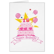 15 Year Old Birthday Cake Cards