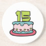 15 Year Old Birthday Cake Drink Coaster