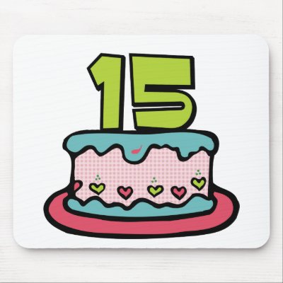 15 Year Old Birthday Cake Mousepad by Birthday_Bash