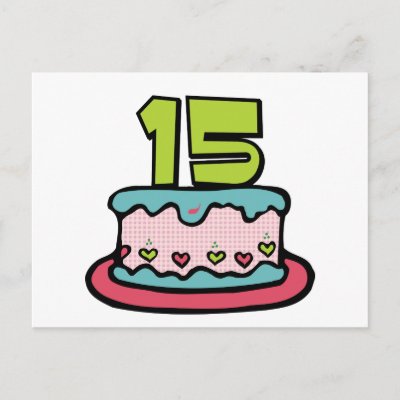15 Year Old Birthday Cake postcards