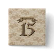 15th Anniversary Wedding Buttons