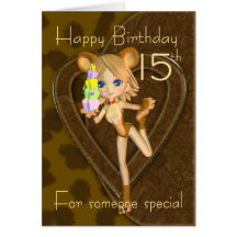 15th Birthday card, Cutie Pie Animal Collection