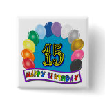 15th Birthday Gifts with Assorted Balloons Design Pins