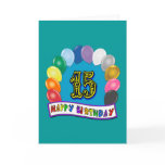 15th Birthday Gifts with Assorted Balloons Design Greeting Card