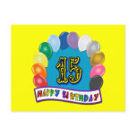 15th Birthday Gifts with Assorted Balloons Design Postcards