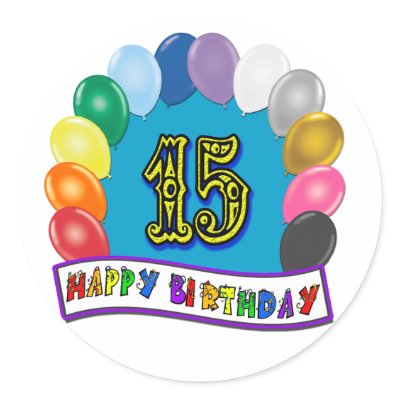 15th Birthday Gifts with Assorted Balloons Design Sticker by BirthdayZone