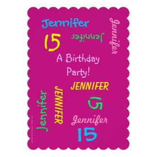 15th Birthday Party Invitation Personalized, Names