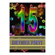 15th Birthday party Invitation with bubbles
