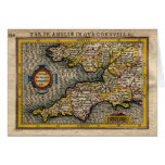 1610 Map of Cornwall, Devon, Somerset, etc... Greeting Card