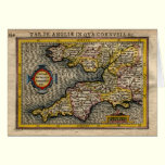 1610 Map of Cornwall, Devon, Somerset, etc... cards