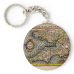 1610 Map of Cornwall, Devon, Somerset, etc... Key Chain
