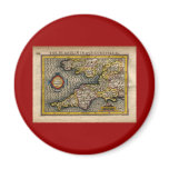1610 Map of Cornwall, Devon, Somerset, etc... Fridge Magnet