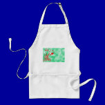 1619 LOVE RED HEARTS CARTOON VECTOR GRASS GREEN WH aprons