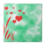 1619 LOVE RED HEARTS CARTOON VECTOR GRASS GREEN WH tiles
