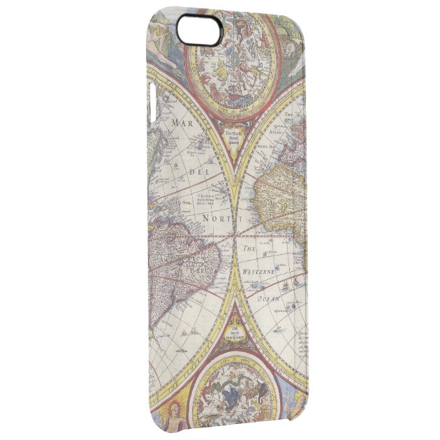 1626 Vintage World Map Uncommon Clearlyâ„¢ Deflector iPhone 6 Plus Case-2