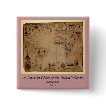 1633 Atantic Ocean Portolan Chart - Pascoal Roiz Button