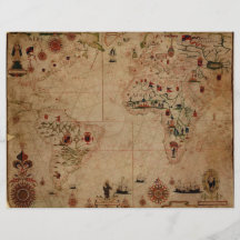 1633 Atantic Ocean Portolan Chart - Pascoal Roiz Flyers
