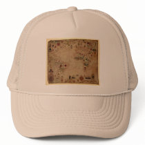 1633 Atantic Ocean Portolan Chart - Pascoal Roiz Mesh Hats