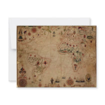 1633 Atantic Ocean Portolan Chart - Pascoal Roiz Personalized Invitations