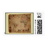 1633 Atantic Ocean Portolan Chart - Pascoal Roiz Stamp