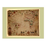 1633 Atantic Ocean Portolan Chart - Pascoal Roiz Postcard