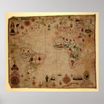 1633 Atantic Ocean Portolan Chart - Pascoal Roiz posters