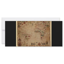 1633 Atantic Ocean Portolan Chart - Pascoal Roiz Customized Rack Card