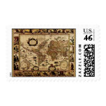 1635 Vintage World Map by Willem Blaeu Postage Stamps