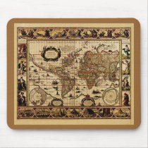 1635 World Map by Willem Blaeu Mousepad by HANDPRINTS 1635 World Map by Willem Blaeu Mousepad