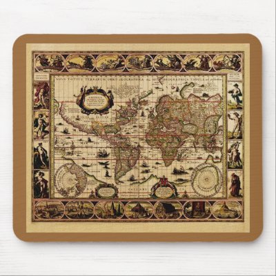 1635 World Map by Willem Blaeu Mousepad by HANDPRINTS