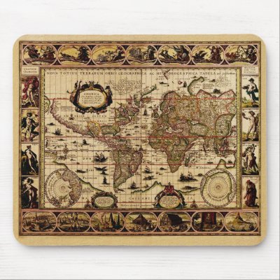 A gorgeous old world map design with rugged texture from the rough antique 