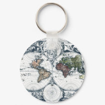1658 Nicolao Visscher World Map keychains by ZephyrusBooks 1658 Nicolao Visscher World Map keychains